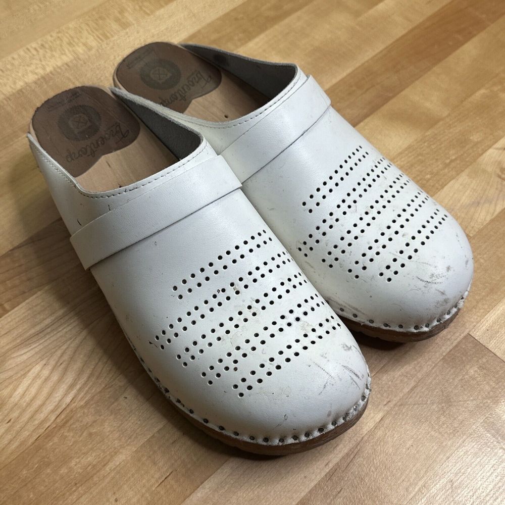 White Leather Clogs